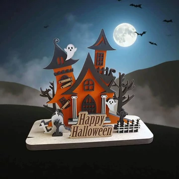 Halloween asztali dekoráció, kastély