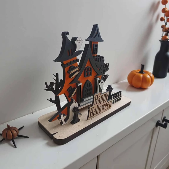 Halloween asztali dekoráció, kastély1