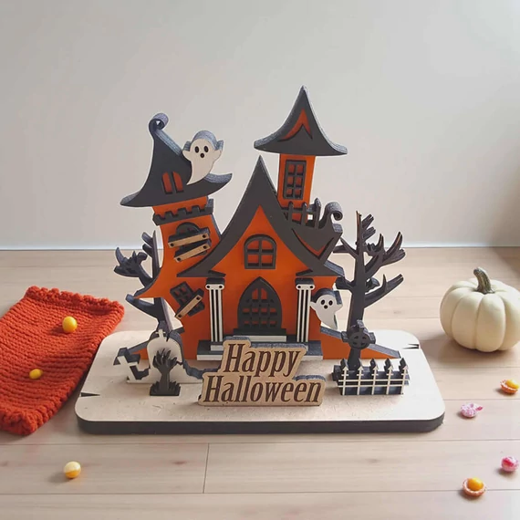 Halloween asztali dekoráció, kastély3