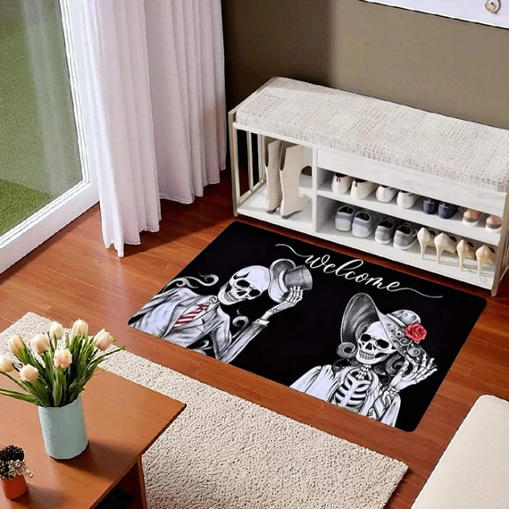 Halloween szőnyeg csontváz mintával2